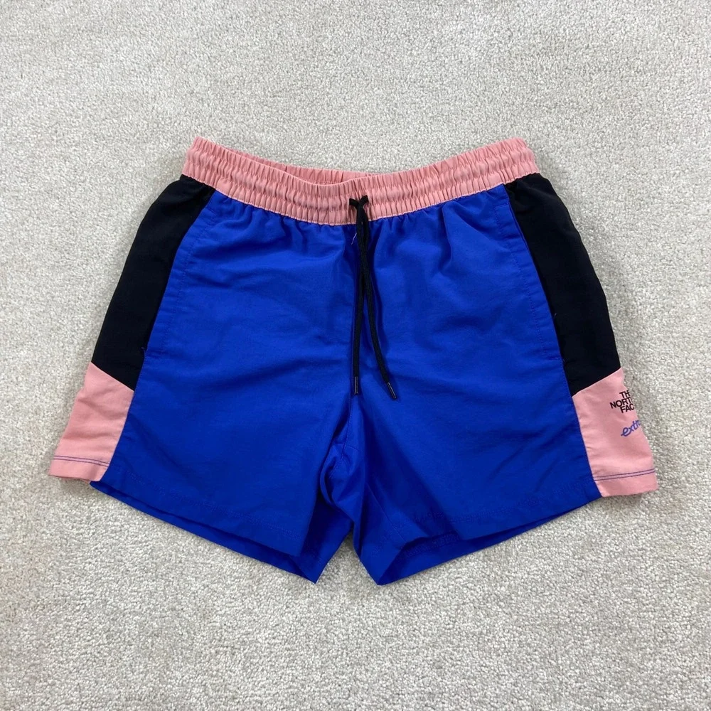 The North Face Extreme Shorts Mens Small Blue Pink Colorblock Nylon